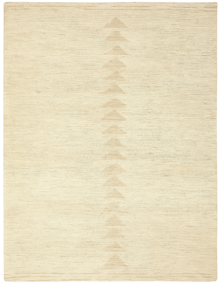 Neutral Beige Handwoven Wool Rug with Subtle Geometric Arrow Pattern – Minimalist Modern Area Carpet