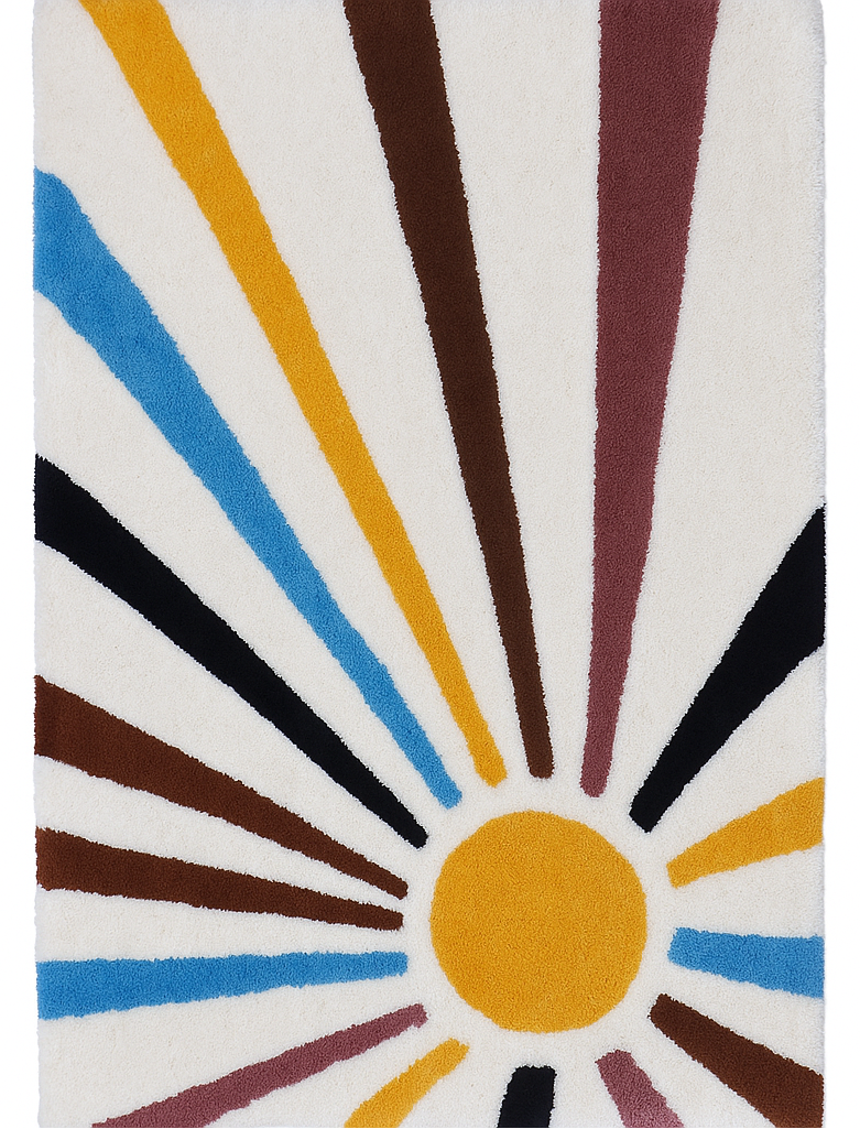 Bright Sun Design Rug Vibrant Multicolor Shaggy Rug