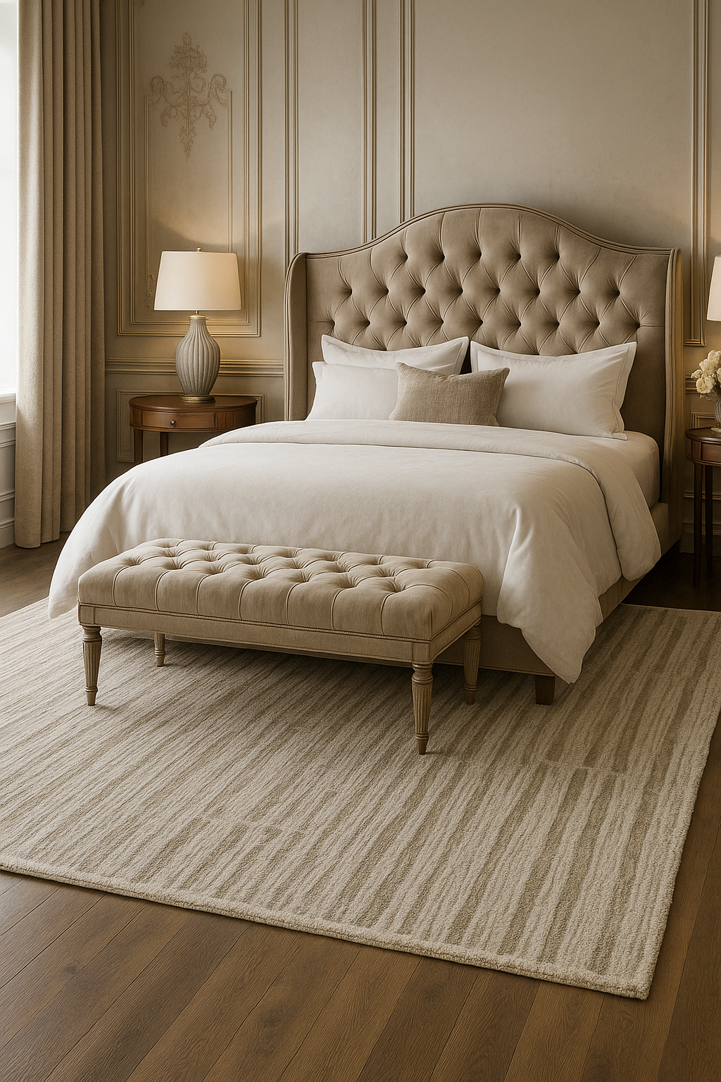Textured Striped Beige Area Rug 5x8 – Modern Neutral Carpet for Living Room, Bedroom & Office Decor