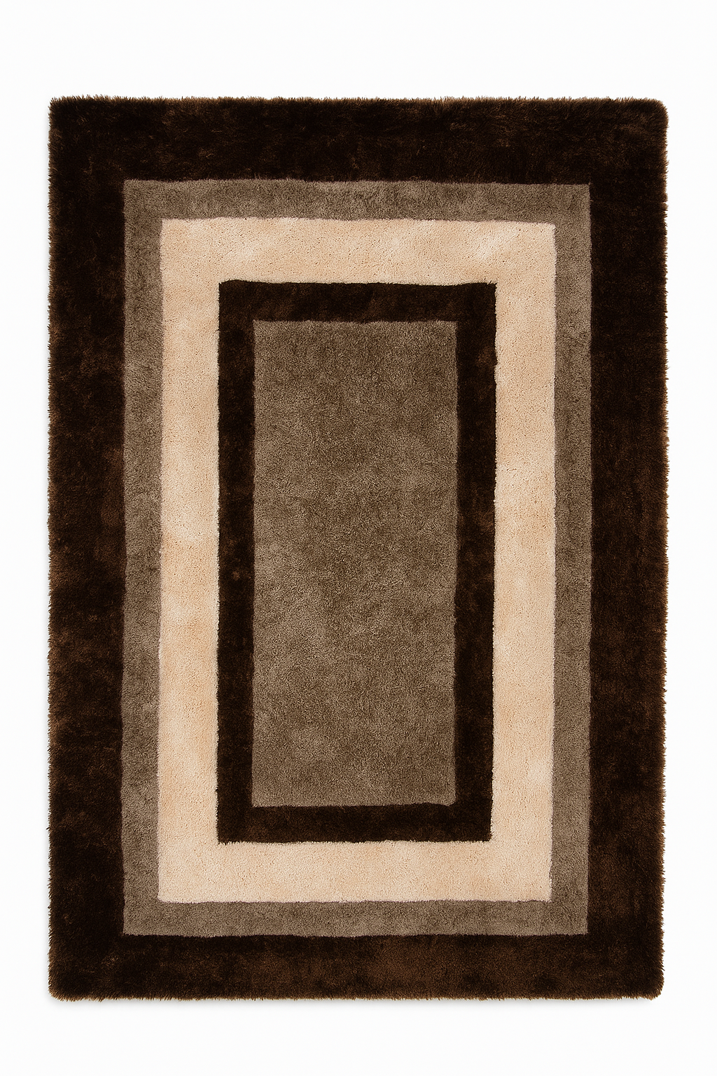Luxury Shaggy Area Rug in Brown & Beige – Soft Plush Rectangle Carpet