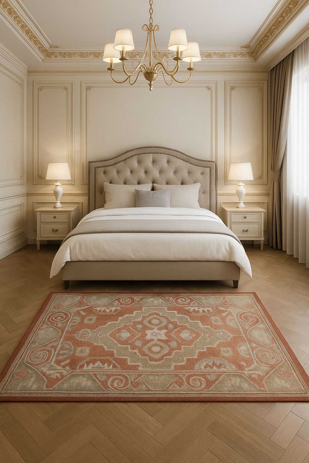 Antique-Inspired Turkish Carpet for Elegant Interiors Luxury Red Medallion 5x8 Area Rug