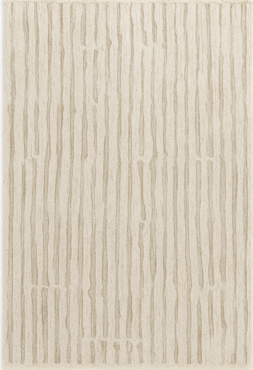 Textured Striped Beige Area Rug 5x8 – Modern Neutral Carpet for Living Room, Bedroom & Office Decor