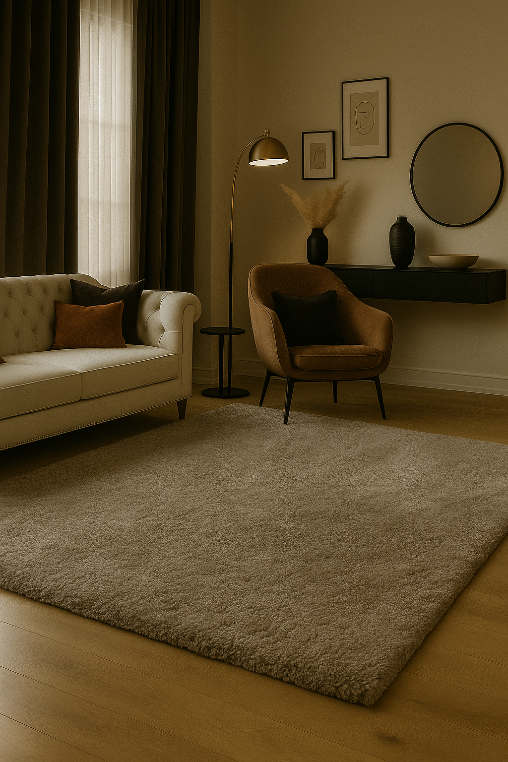 Luxury Cozy Plain Shaggy Rug – Minimalist Beige, Thick & Plush Carpet for Stylish Homes