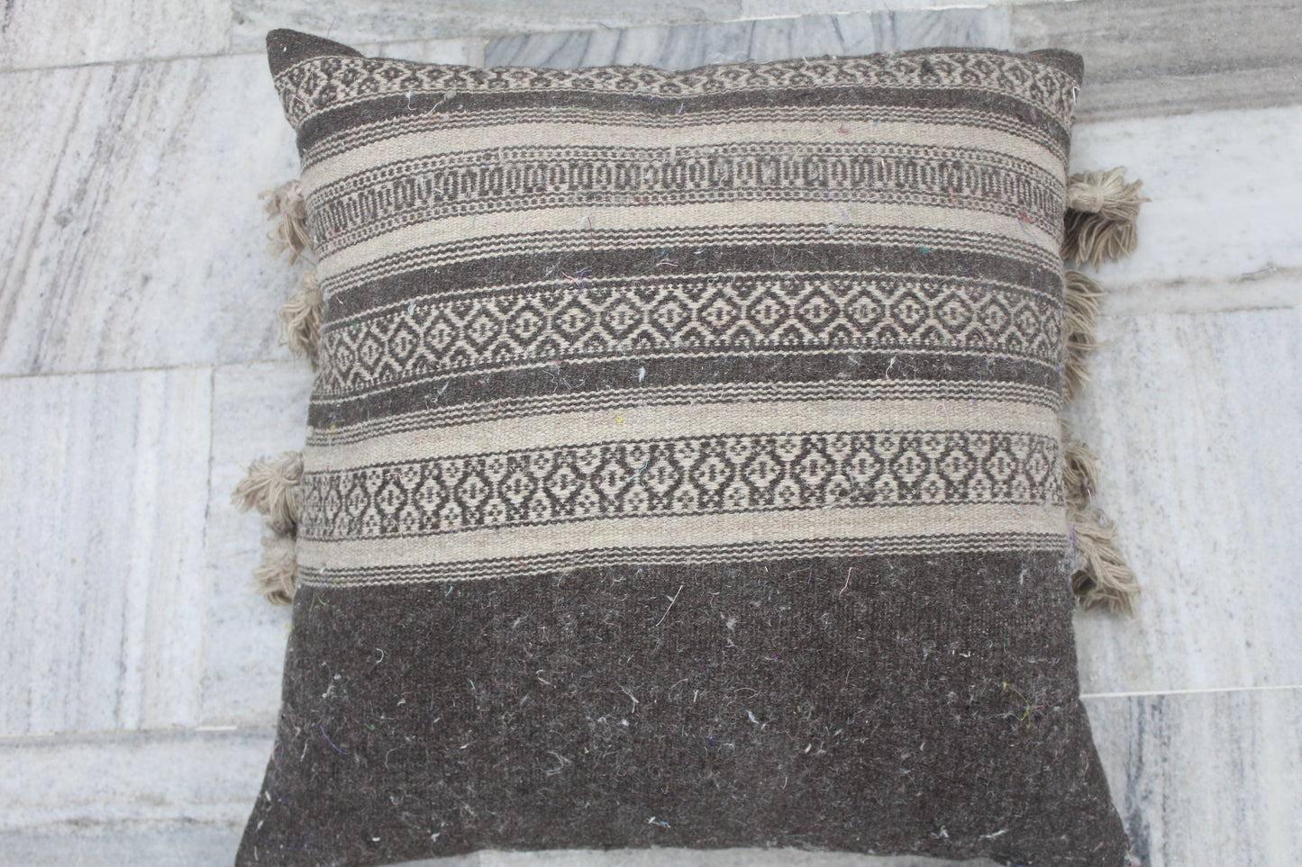 CUSHION WITH JUTE CUSHION COVER COLOR GRADIENT STRIPS