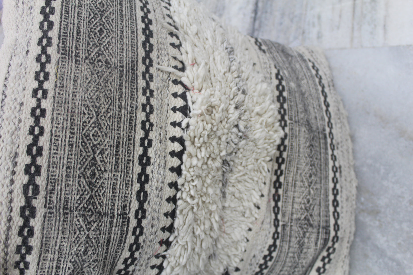 HANDMADE CUSHION COVER WITH PLAIN STRIP IN MIDDLE