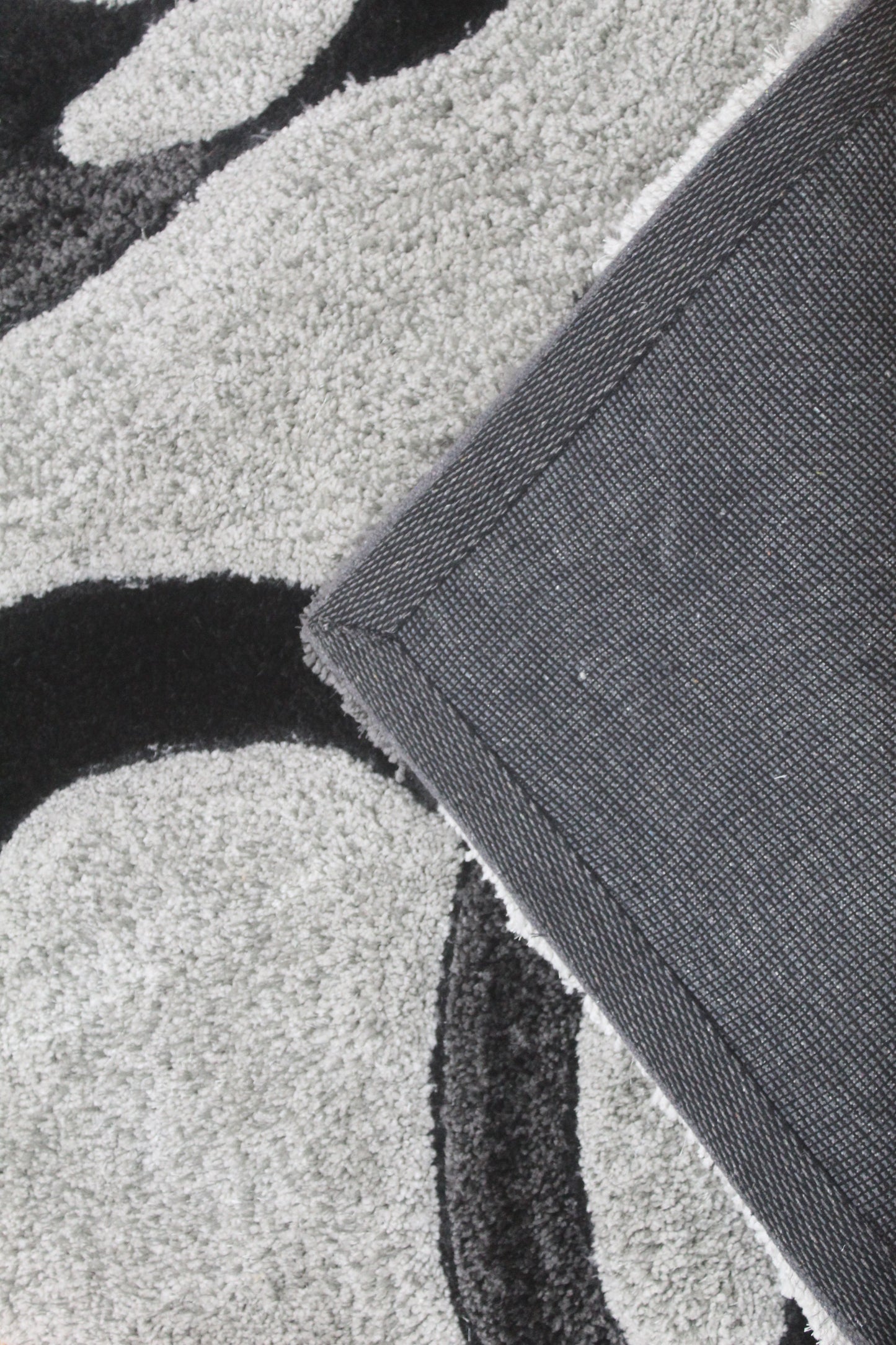 Modern Grey & Black Abstract Shaggy Rug