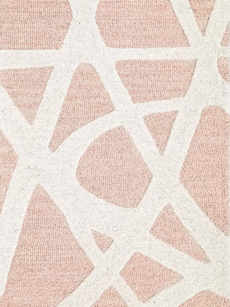 ORANGE AND IVORY GEOMETRICAL PATTERN HAND TUFTED 2X4 AREA RUG