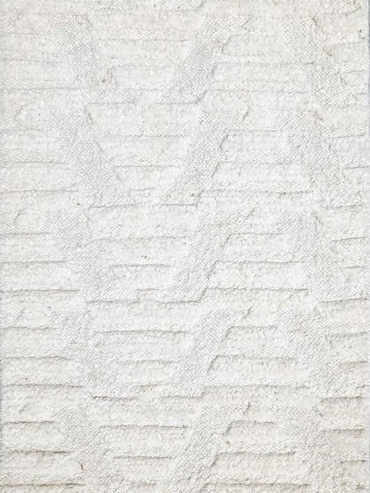 HAND KNOTTED 2X4 IVORY ARROW SHADE PATTERN  WOOL AREA RUG