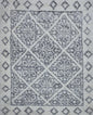 Ivory and Charcoal Hand Knotted Geometrical Design 2x4 wool area rug