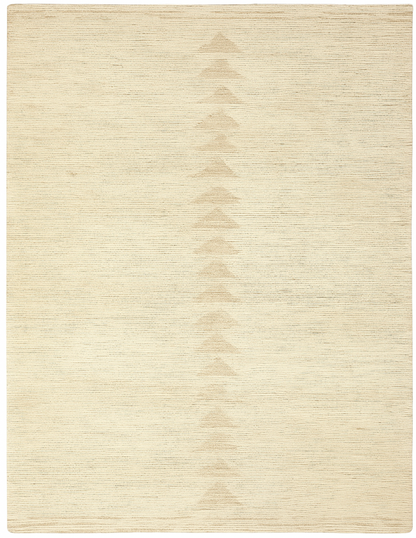 Neutral Beige Handwoven Wool Rug with Subtle Geometric Arrow Pattern – Minimalist Modern Area Carpet