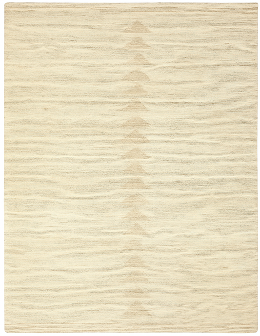 Neutral Beige Handwoven Wool Rug with Subtle Geometric Arrow Pattern – Minimalist Modern Area Carpet