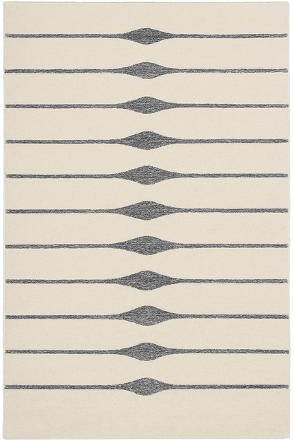 Modern Handmade Wool Area Rug – Ivory & Gray Geometric Carpet for Home Decor