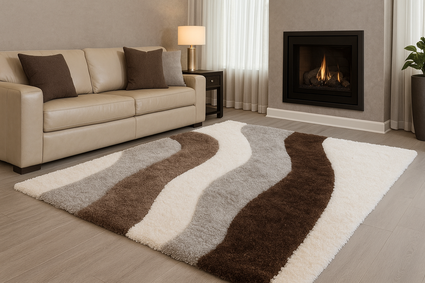Soft Modern Area Rug with Wavy Stripes – Cozy Home Accent