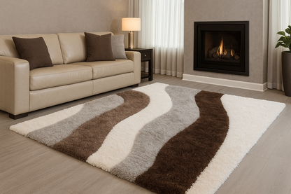 Soft Modern Area Rug with Wavy Stripes – Cozy Home Accent
