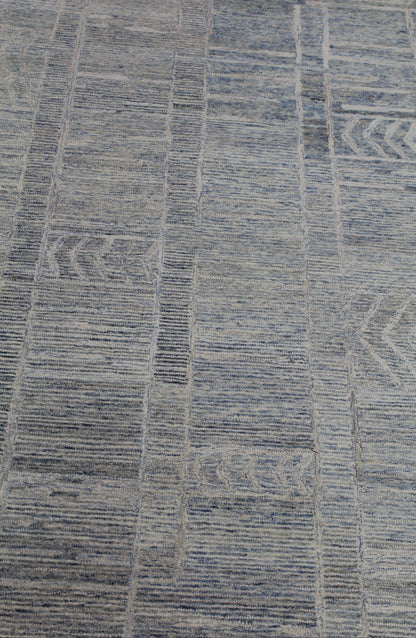 Modern Handwoven Blue & Ivory Geometric Wool Rug – Contemporary Area Carpet for Living Room or Bedroom