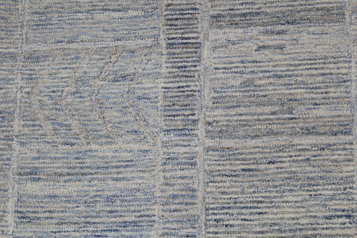 Modern Handwoven Blue & Ivory Geometric Wool Rug – Contemporary Area Carpet for Living Room or Bedroom