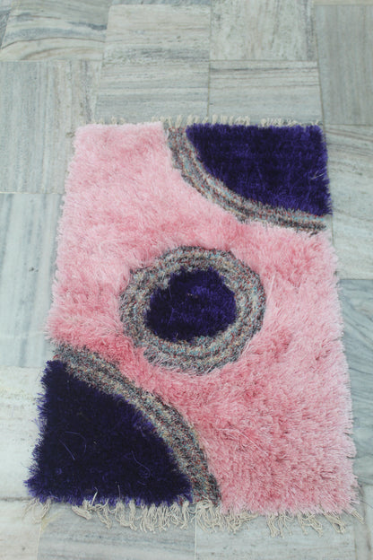 MULTICOLOR SHAGGY RUG WITH PURPLE CIRCULAR SPOT IN MIDDLE