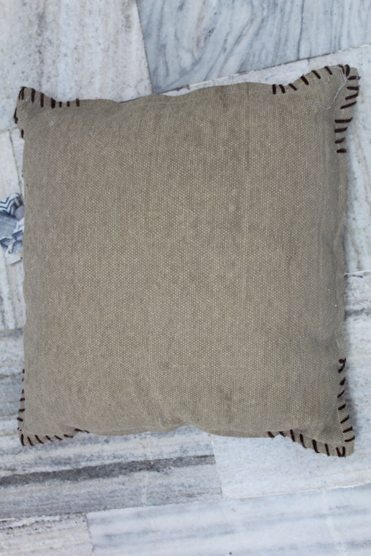 JUTE CUSHION COVERS WITH CUSHION HAVING BLACK STRIPS AT CORNERS