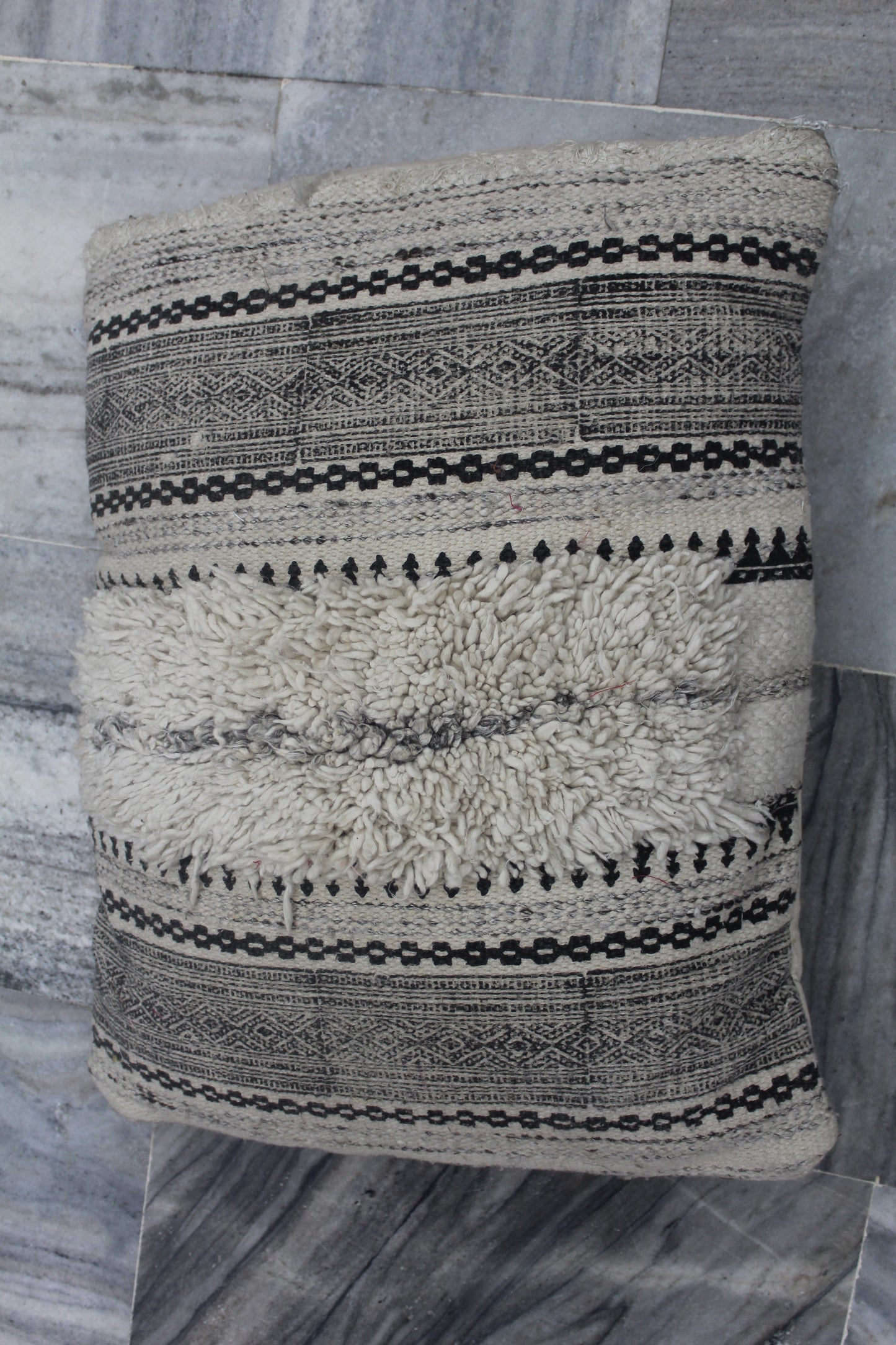 HANDMADE CUSHION COVER WITH PLAIN STRIP IN MIDDLE