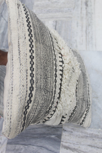 HANDMADE CUSHION COVER WITH PLAIN STRIP IN MIDDLE