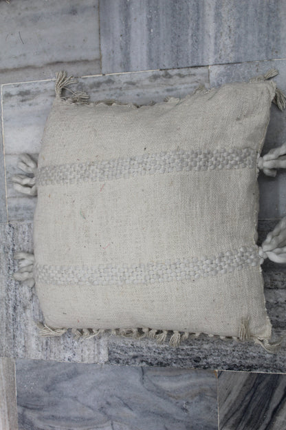 JUTE CUSHION COVER WITH SILK KNOT