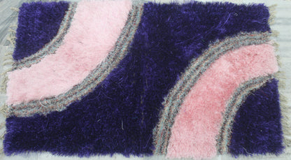 PURPLE AND LIGHT PINK RECTANGULAR SHAGGY RUG