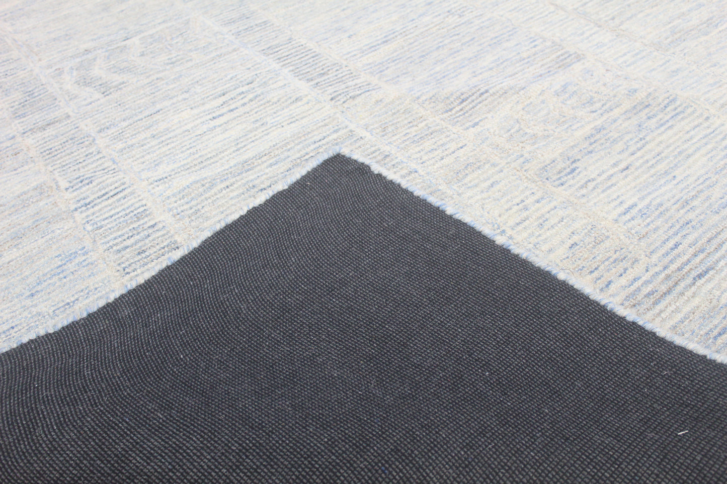 Modern Handwoven Blue & Ivory Geometric Wool Rug – Contemporary Area Carpet for Living Room or Bedroom