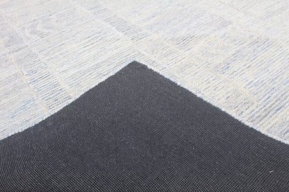 Modern Handwoven Blue & Ivory Geometric Wool Rug – Contemporary Area Carpet for Living Room or Bedroom