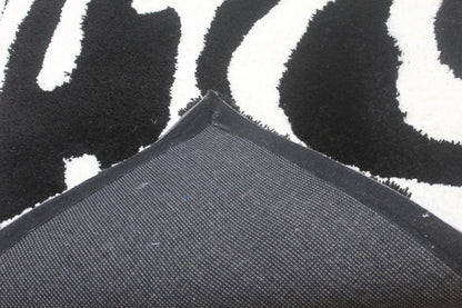 Black & White Zebra Print Shaggy Rug – Modern Animal Pattern Carpet