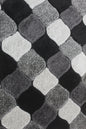 Modern Checkered Shaggy Rug – Black, Grey & White