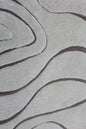 Modern Shaggy Rug in Ivory & Brown – Abstract Wave Pattern, Soft Plush Carpet for Living Room & Bedroom