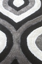 Modern Plush Area Rug with Bold Curves – Grey, Ivory & Black