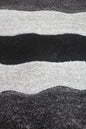 Luxury Modern Shaggy Area Rug with Black, Grey & Silver Wave Stripes – Soft Plush Carpet for Living Room & Bedroom