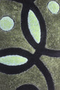 Modern Green Geometric semicircle Shag Rug – Bold Black & Lime Accents