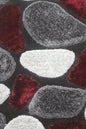 Abstract Pebble Design Shag Rug – Burgundy, Gray & Black Modern Area Carpet