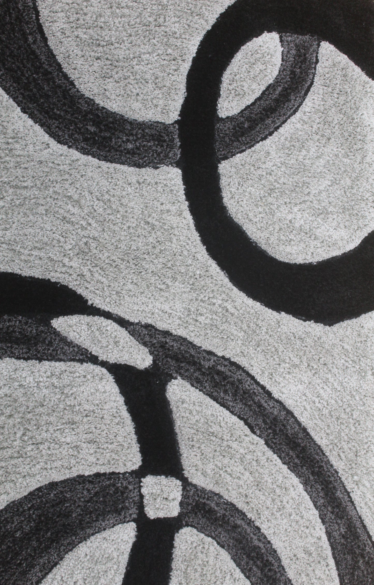 Modern Grey & Black Abstract Shaggy Rug