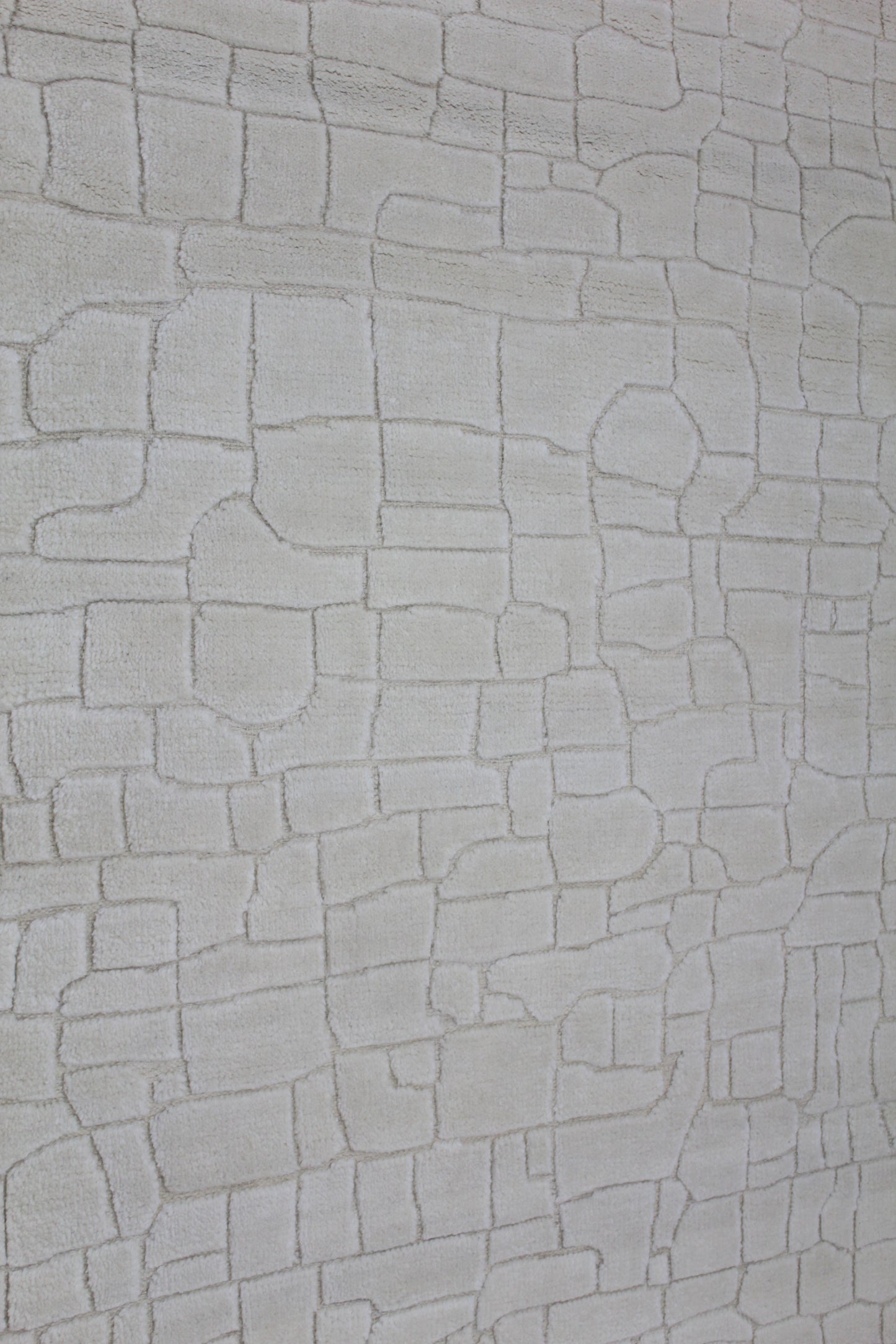 Stone Pattern Textured Rug  Modern Geometric Carpet, Hand-Knotted White Area Rug for Living Room and Bedroom Decor