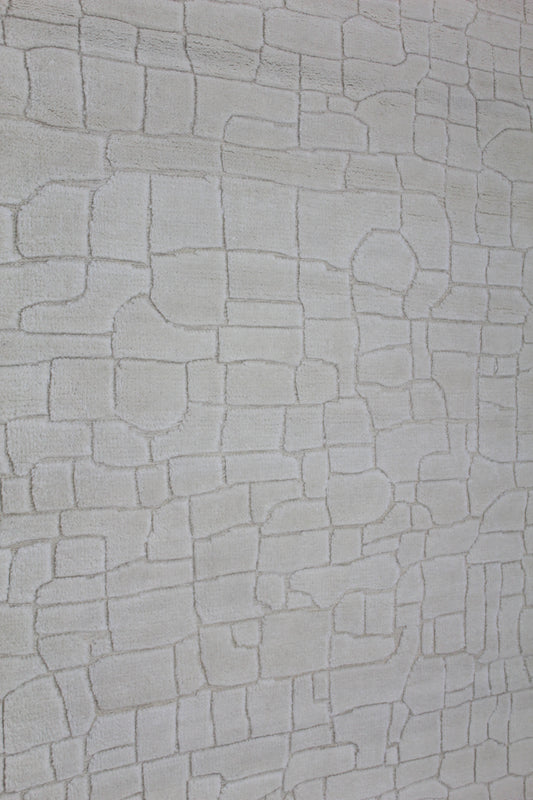 Stone Pattern Textured Rug  Modern Geometric Carpet, Hand-Knotted White Area Rug for Living Room and Bedroom Decor