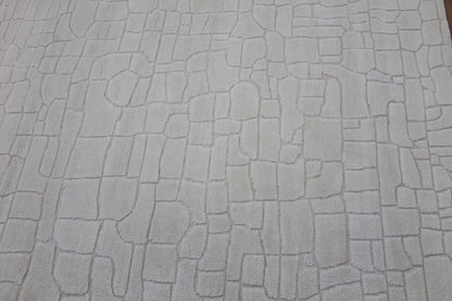 Stone Pattern Textured Rug  Modern Geometric Carpet, Hand-Knotted White Area Rug for Living Room and Bedroom Decor