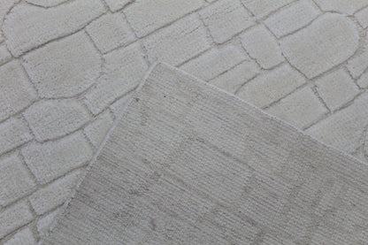 Stone Pattern Textured Rug  Modern Geometric Carpet, Hand-Knotted White Area Rug for Living Room and Bedroom Decor