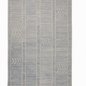 Textured blue and beige patterned rug on a white background